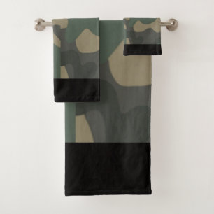Green Camo with Black Band, Shower Camo Theme, Bath Towel Set