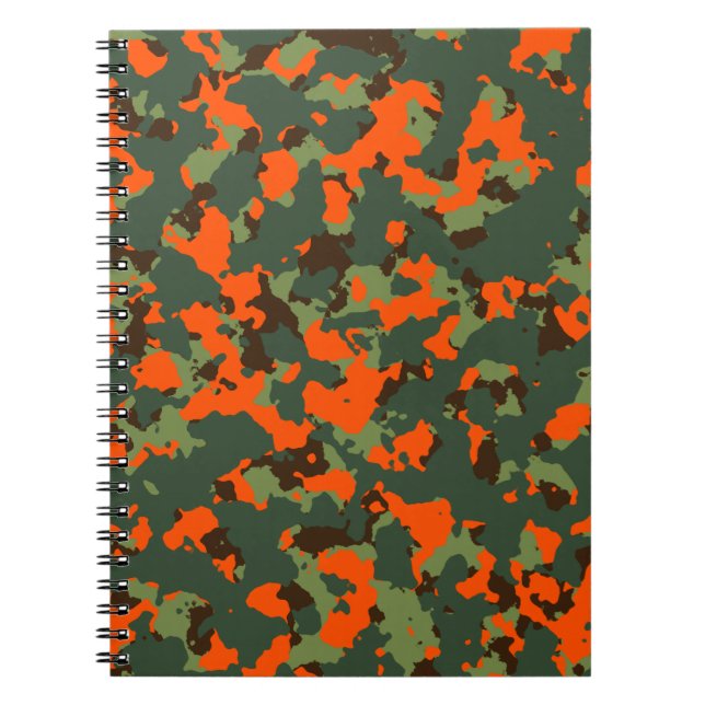Green Camo with Safety Blaze Orange Notebook (Front)