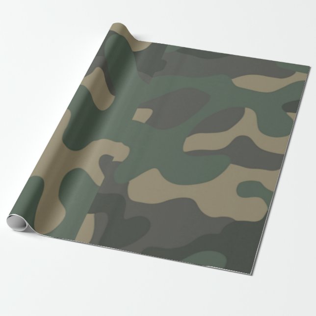 Green Camo Wrapping Paper, Gifts, Birthday, Gifts Paper (Unrolled)