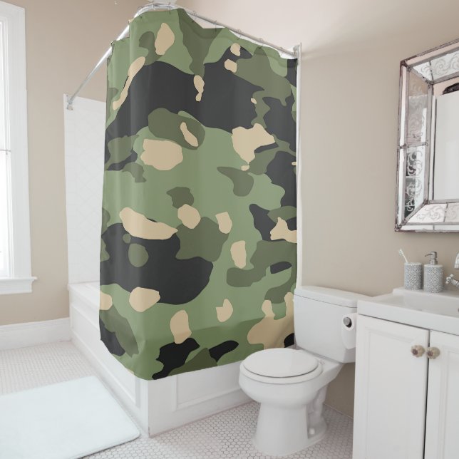Green Camou  Shower Curtain (In Situ)