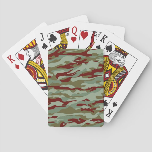 Green Camouflage Army Boot Camp Soldier Playing Cards (Back)