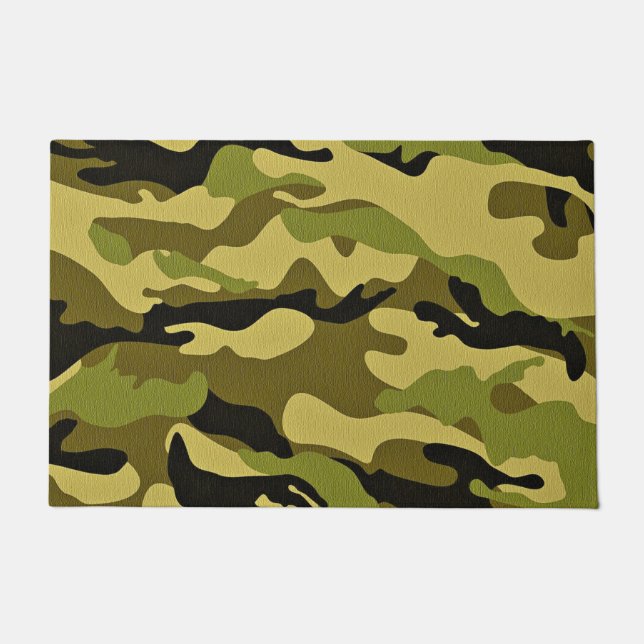 Green camouflage army texture doormat (Front)