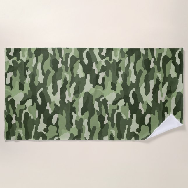 Green Camouflage Beach Towel (Front)