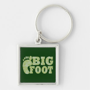 Green camouflage Bigfoot text Key Ring