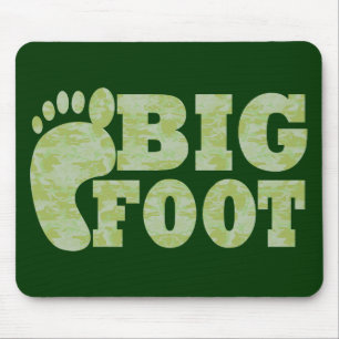 Green camouflage Bigfoot text Mouse Mat