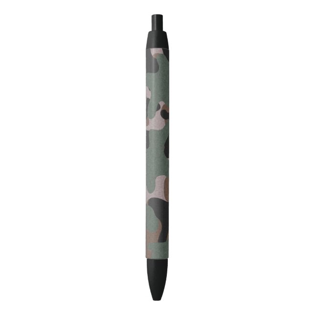 Green Camouflage Black Ink Pen (Front Vertical)