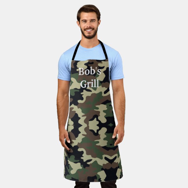 Green Camouflage Business Apron (Worn)