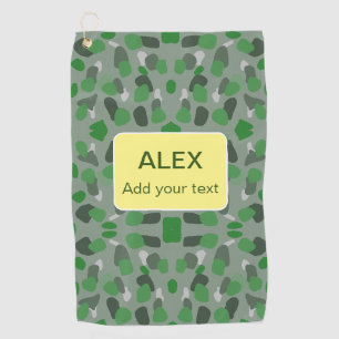 Green camouflage camo add name text school college golf towel