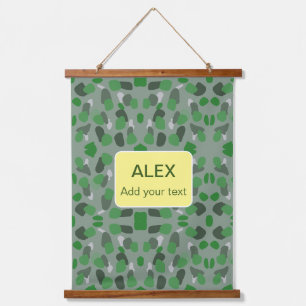 Green camouflage camo add name text school college hanging tapestry