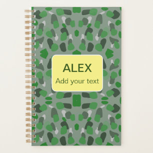 Green camouflage camo add name text school college planner