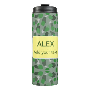 Green camouflage camo add name text school college thermal tumbler