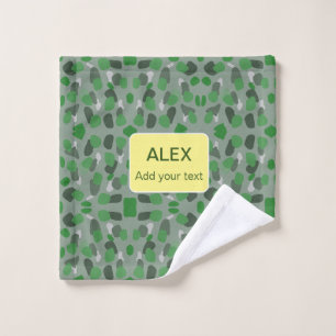Green camouflage camo add name text school college wash cloth