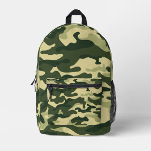 Green Camouflage camo Custom Name Printed Backpack