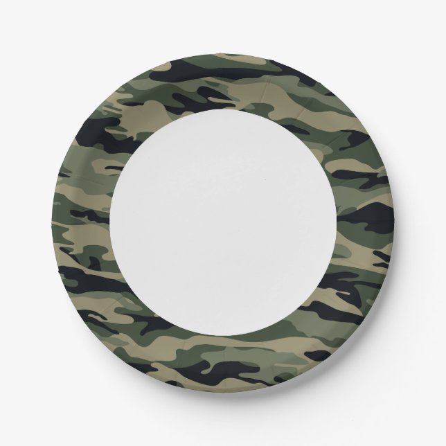 Green Camouflage. Camo your Paper Plate (Front)