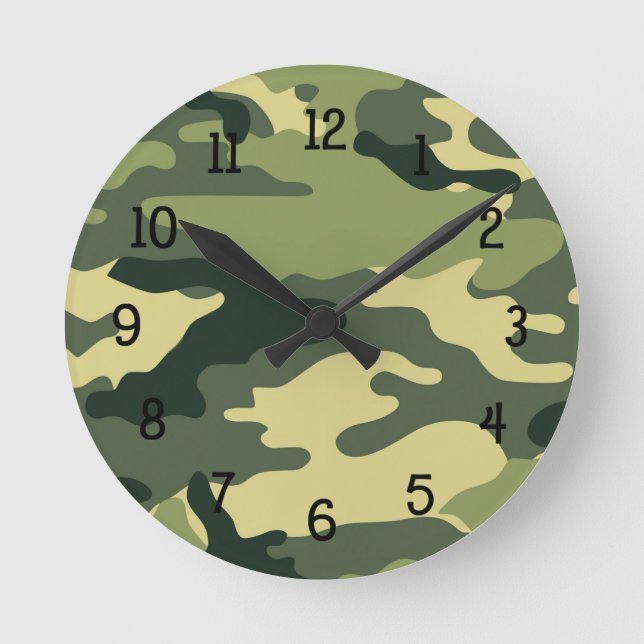 Green Camouflage Clock boy bedroom nursery CAMO (Front)