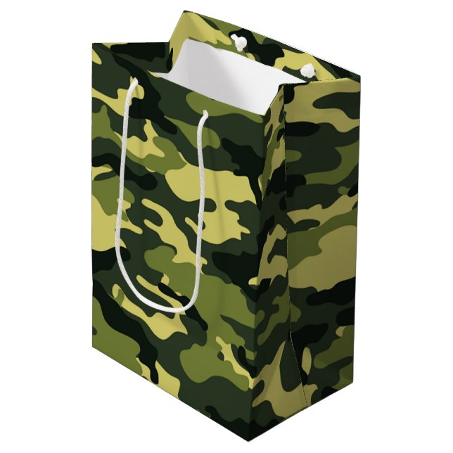 Green camouflage Gift Bag (Front Angled)