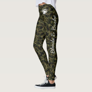 Green Camouflage Leggings with White B&BE Logo