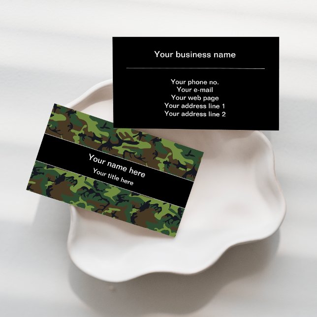 Green Camouflage, Military, Army Business Card (Creator Uploaded)