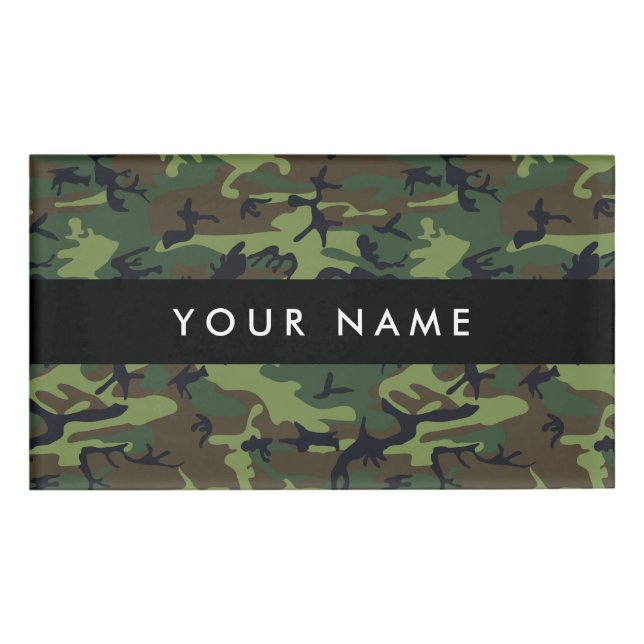 Green Camouflage, Military, Army Name Tag (Front)