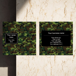Green Camouflage, Military, Army Square Business Card