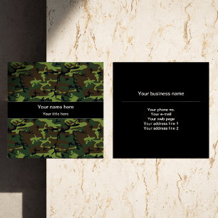 Green Camouflage, Military, Army Square Business Card