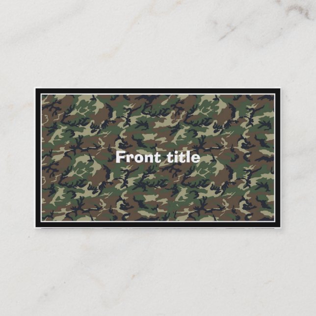 Green Camouflage Military Pattern Business Card (Front)