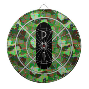 Green Camouflage Monogram Personalised Dartboard