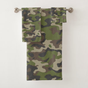 Green Camouflage Pattern Bath Towel Set