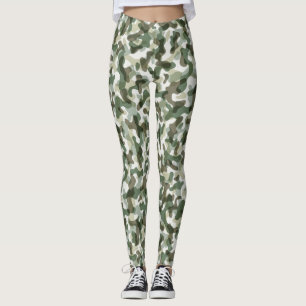 Green Camouflage pattern in earth tones Leggings