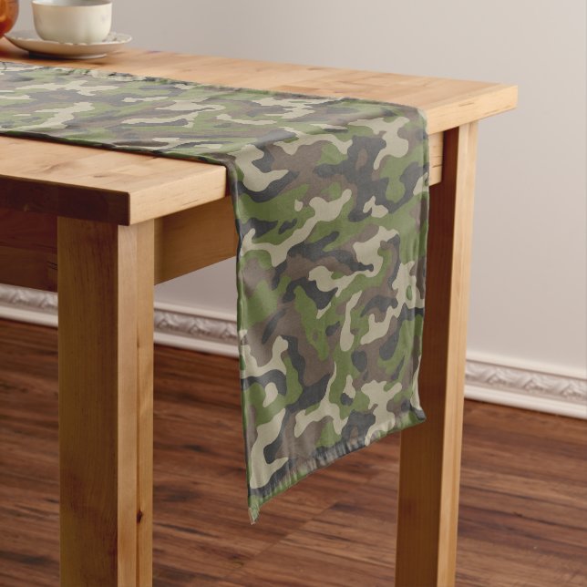 Green Camouflage Pattern Medium Table Runner (In Situ)