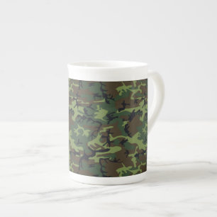 Green Camouflage Pattern, Military Pattern, Army Bone China Mug