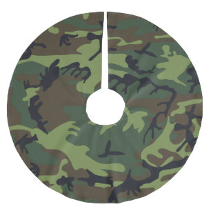 Green Camouflage Pattern, Military Pattern, Army Brushed Polyester Tree Skirt