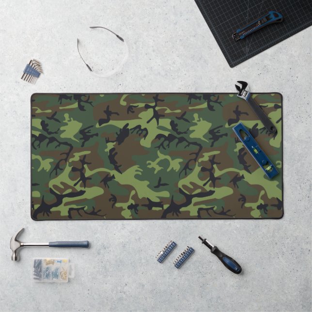 Green Camouflage Pattern, Military Pattern, Army Desk Mat (Workstation)