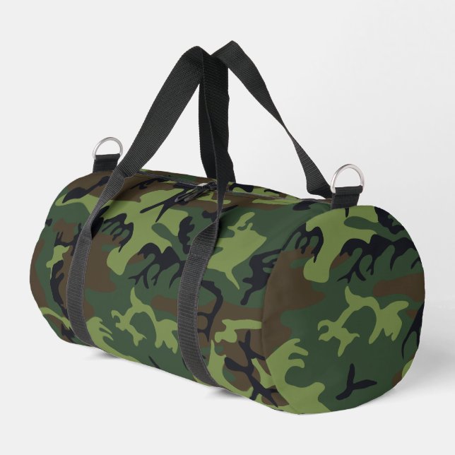 Green Camouflage Pattern, Military Pattern, Army Duffle Bag (Left Corner)