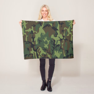 Green Camouflage Pattern, Military Pattern, Army Fleece Blanket