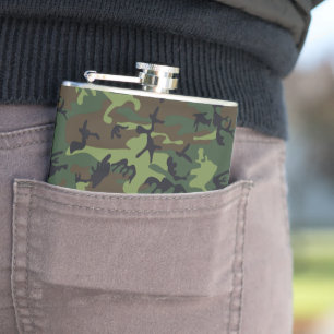 Green Camouflage Pattern, Military Pattern, Army Hip Flask