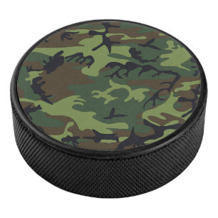 Green Camouflage Pattern, Military Pattern, Army Hockey Puck