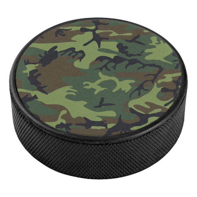 Green Camouflage Pattern, Military Pattern, Army Hockey Puck (3/4)