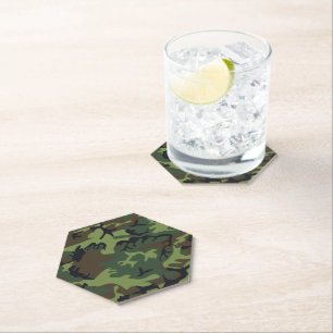 Green Camouflage Pattern, Military Pattern, Army Paper Coaster