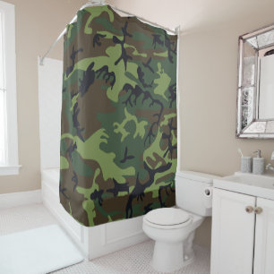 Green Camouflage Pattern, Military Pattern, Army Shower Curtain