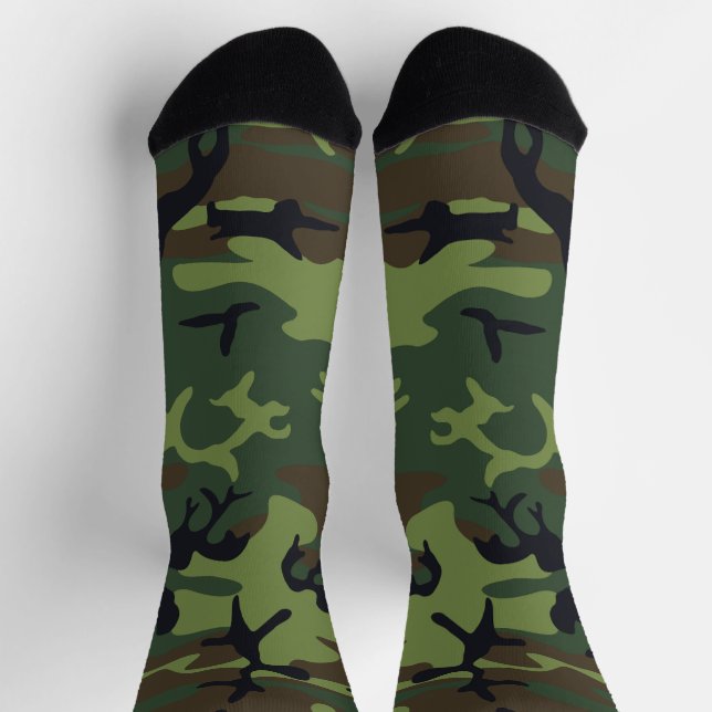 Green Camouflage Pattern, Military Pattern, Army Socks (Top)