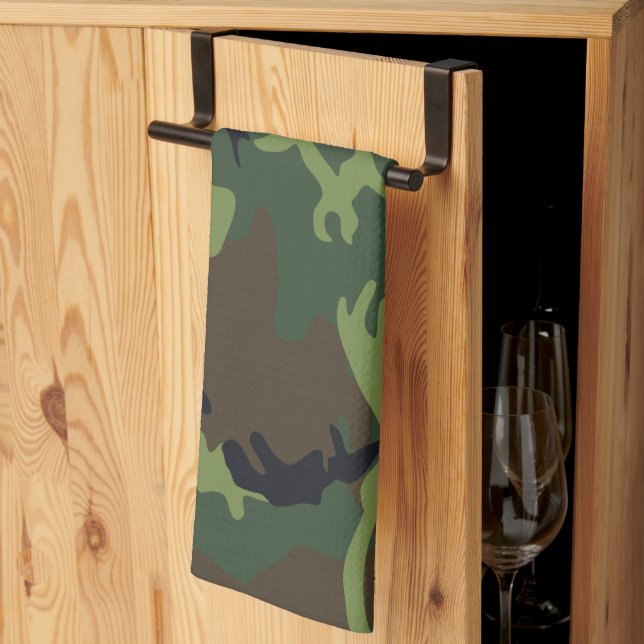 Green Camouflage Pattern, Military Pattern, Army Tea Towel (Thirds Fold)