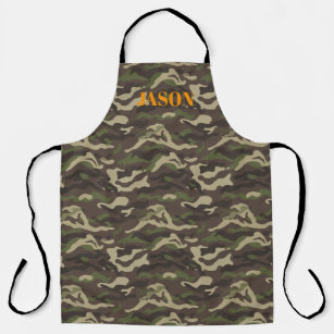 Green Camouflage Pattern Personalised Apron
