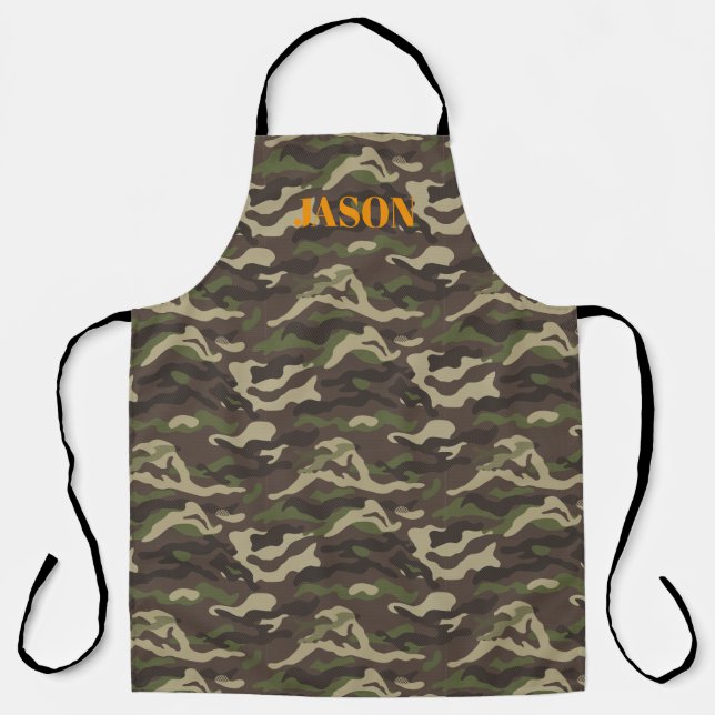 Green Camouflage Pattern Personalised Apron (Front)