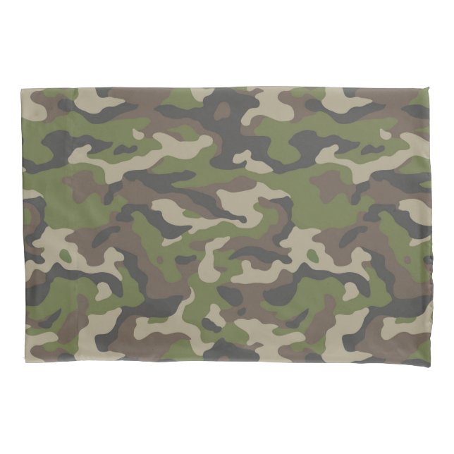 Green Camouflage Pattern Pillowcase (Front-Left)