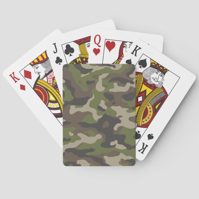 Green Camouflage Pattern Playing Cards (Back)