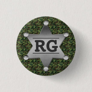 Green Camouflage Pattern Sheriff Badge Monogram