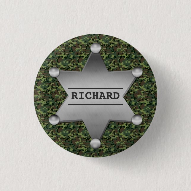Green Camouflage Pattern Sheriff Name Badge (Front)