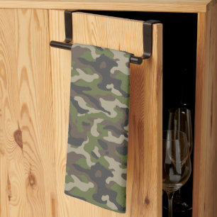Green Camouflage Pattern Tea Towel