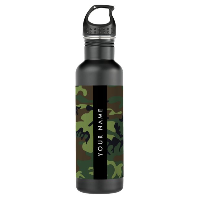 Green Camouflage Pattern, Your name, Personalise 710 Ml Water Bottle (Front)